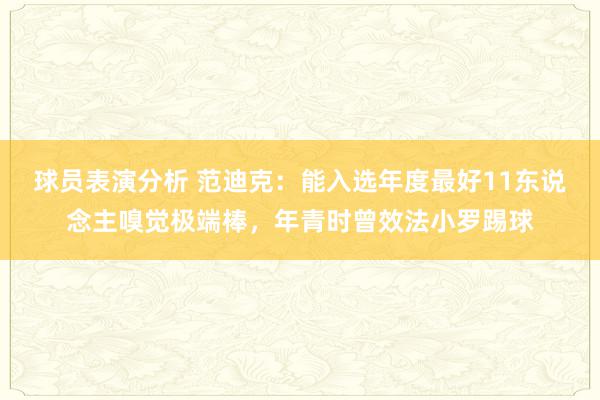 球员表演分析 范迪克：能入选年度最好11东说念主嗅觉极端棒，年青时曾效法小罗踢球