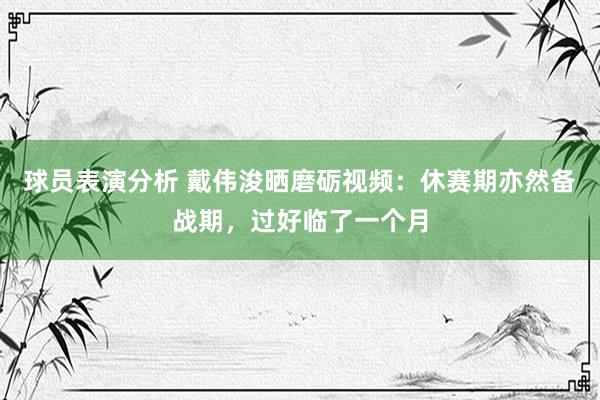 球员表演分析 戴伟浚晒磨砺视频：休赛期亦然备战期，过好临了一个月