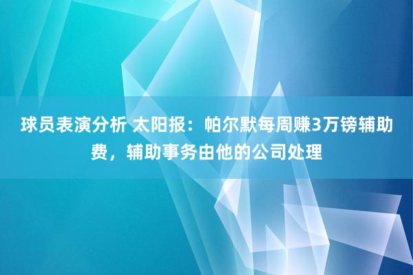 球员表演分析 太阳报：帕尔默每周赚3万镑辅助费，辅助事务由他的公司处理