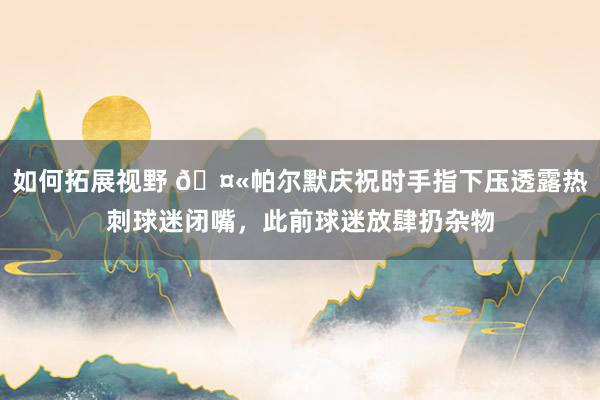 如何拓展视野 🤫帕尔默庆祝时手指下压透露热刺球迷闭嘴，此前球迷放肆扔杂物