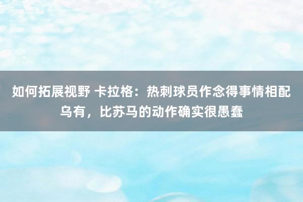 如何拓展视野 卡拉格：热刺球员作念得事情相配乌有，比苏马的动作确实很愚蠢