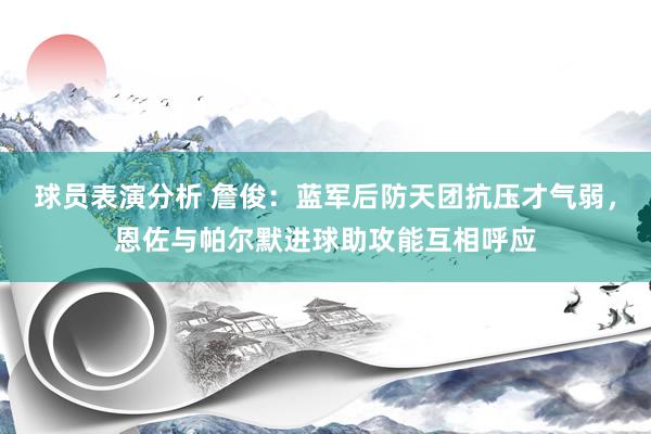 球员表演分析 詹俊：蓝军后防天团抗压才气弱，恩佐与帕尔默进球助攻能互相呼应